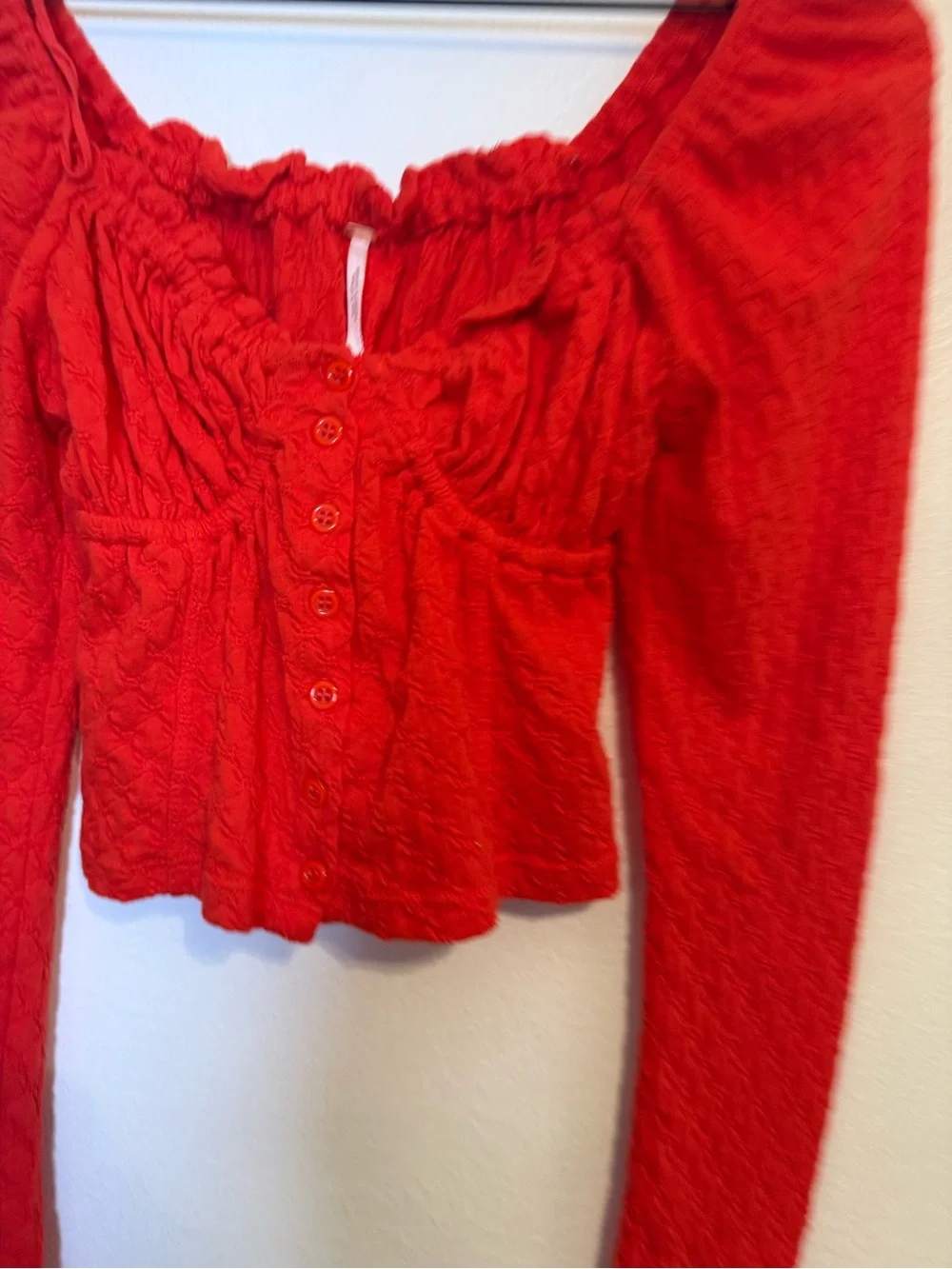 Free People Ladybug Long Sleeve Crop‎ Top